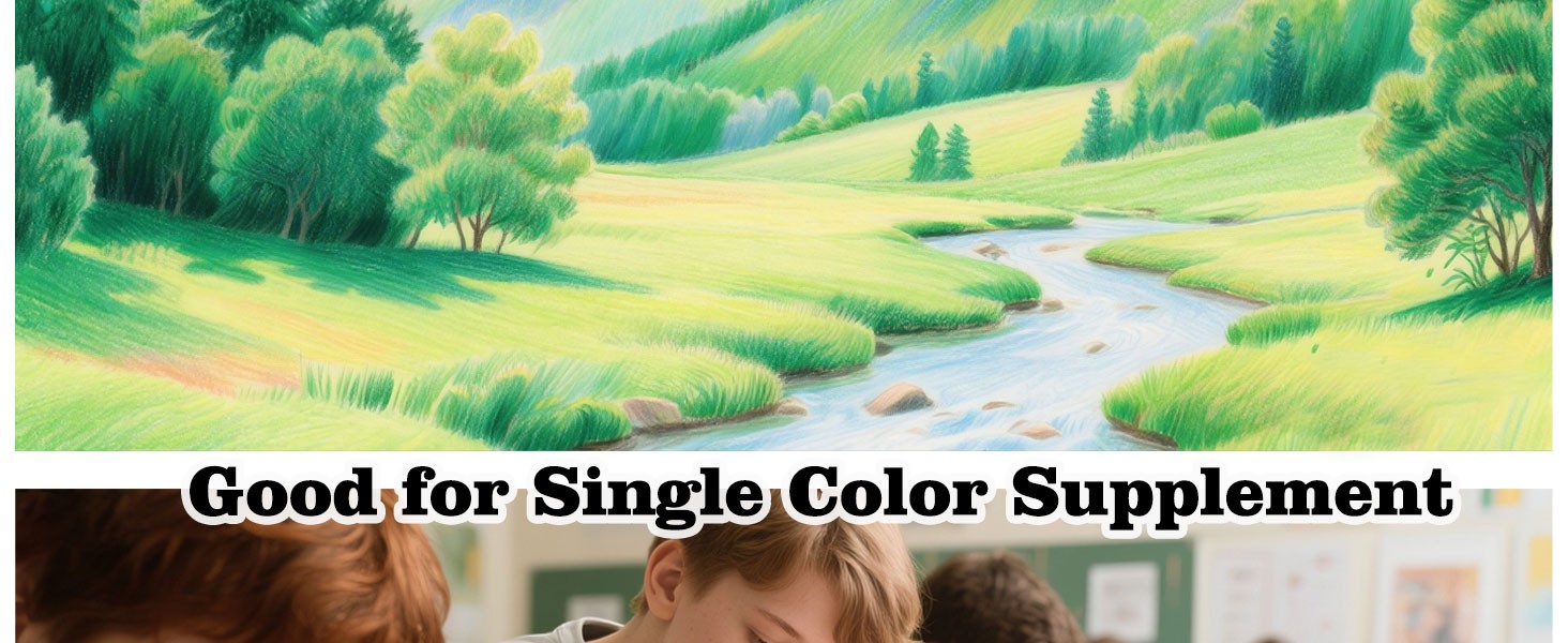 12 Colors Green Colored Pencils for Teens Adults, Oil Based Wooden Colored