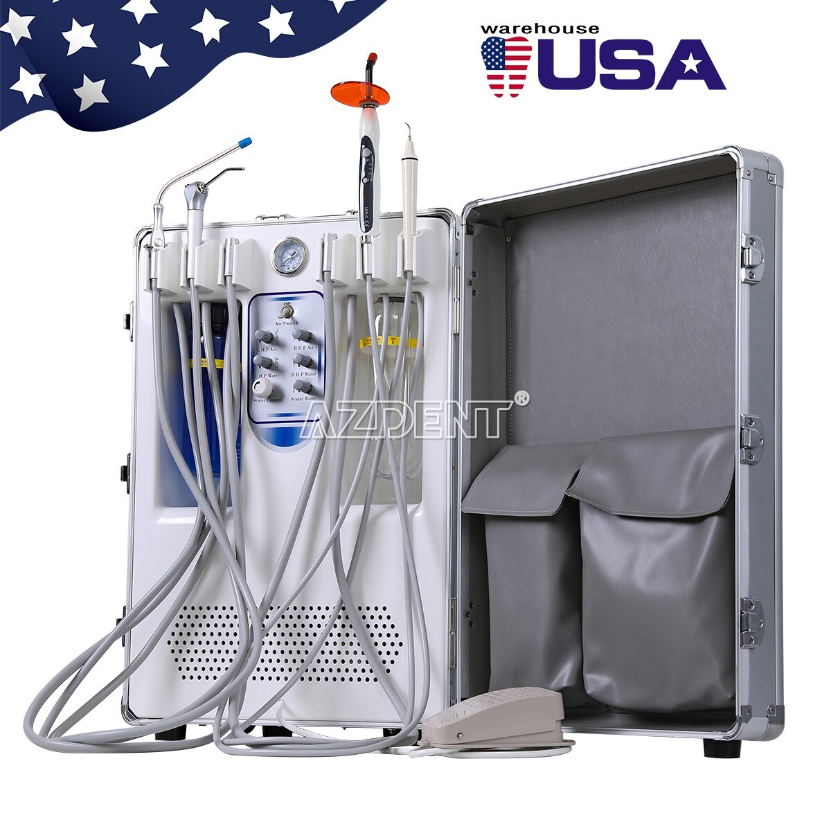 Mobile Dental Delivery Unit +Curing Light +Ultrasonic Scaler +Handpiece Kit 4h
