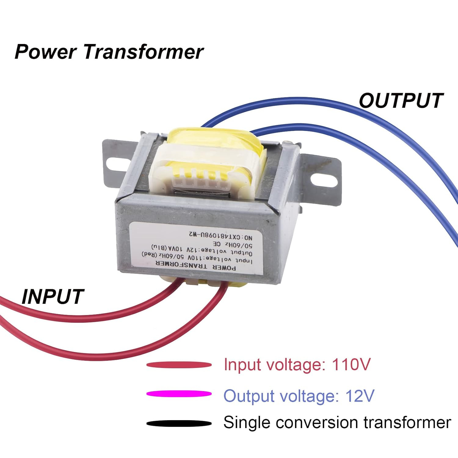 Jingzan 2 Pack Input AC 110V 50/60HZ Output AC 12V 10VA Power Transformer for Sy