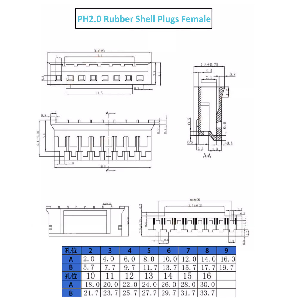 PH2.0mm Dual Male to Female Terminal-Connection-Electronic Wire 2P/3P/4P/5P/6P