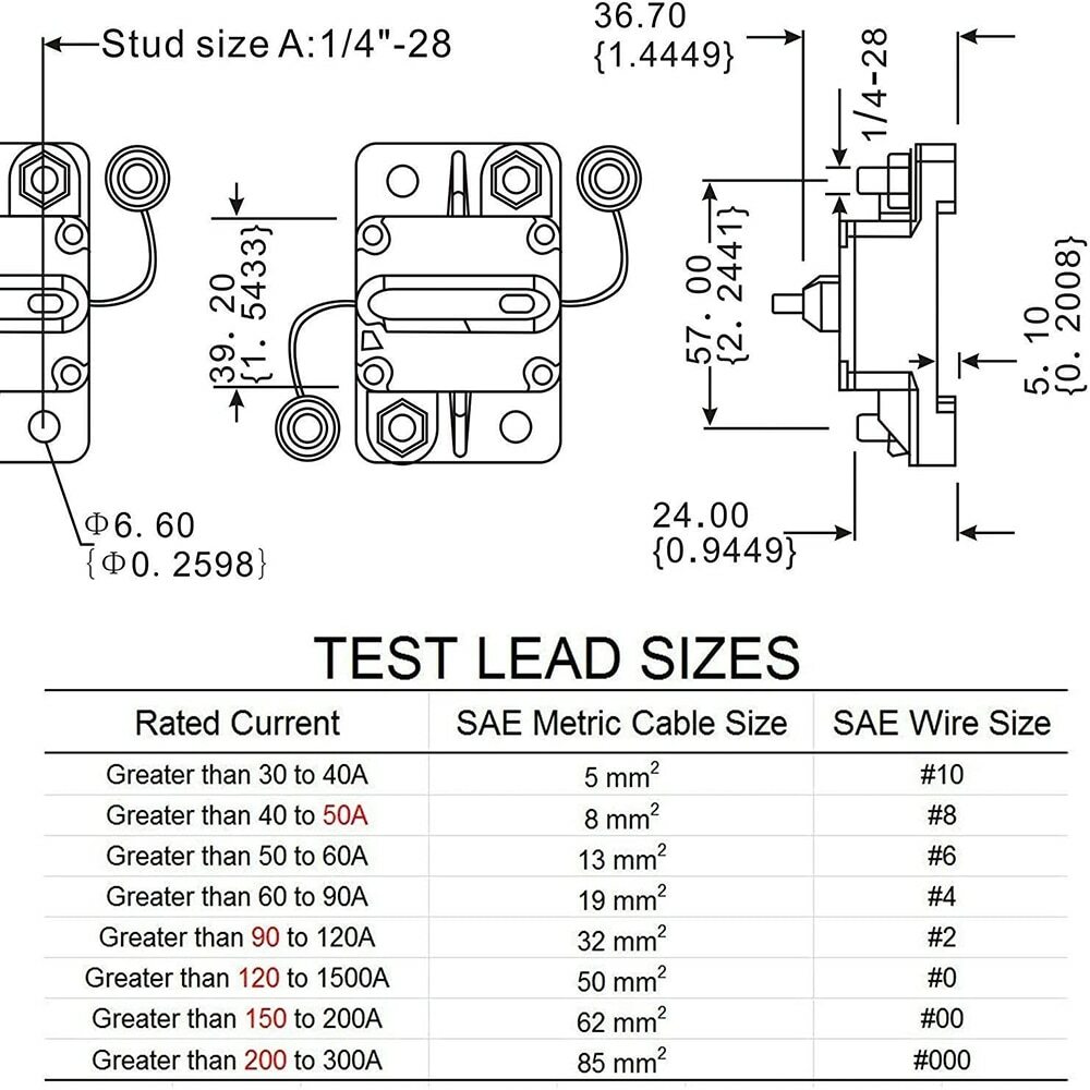 30A 60A 120A Automotive Marine Circuit Breaker with Manual Reset Surface-Mount