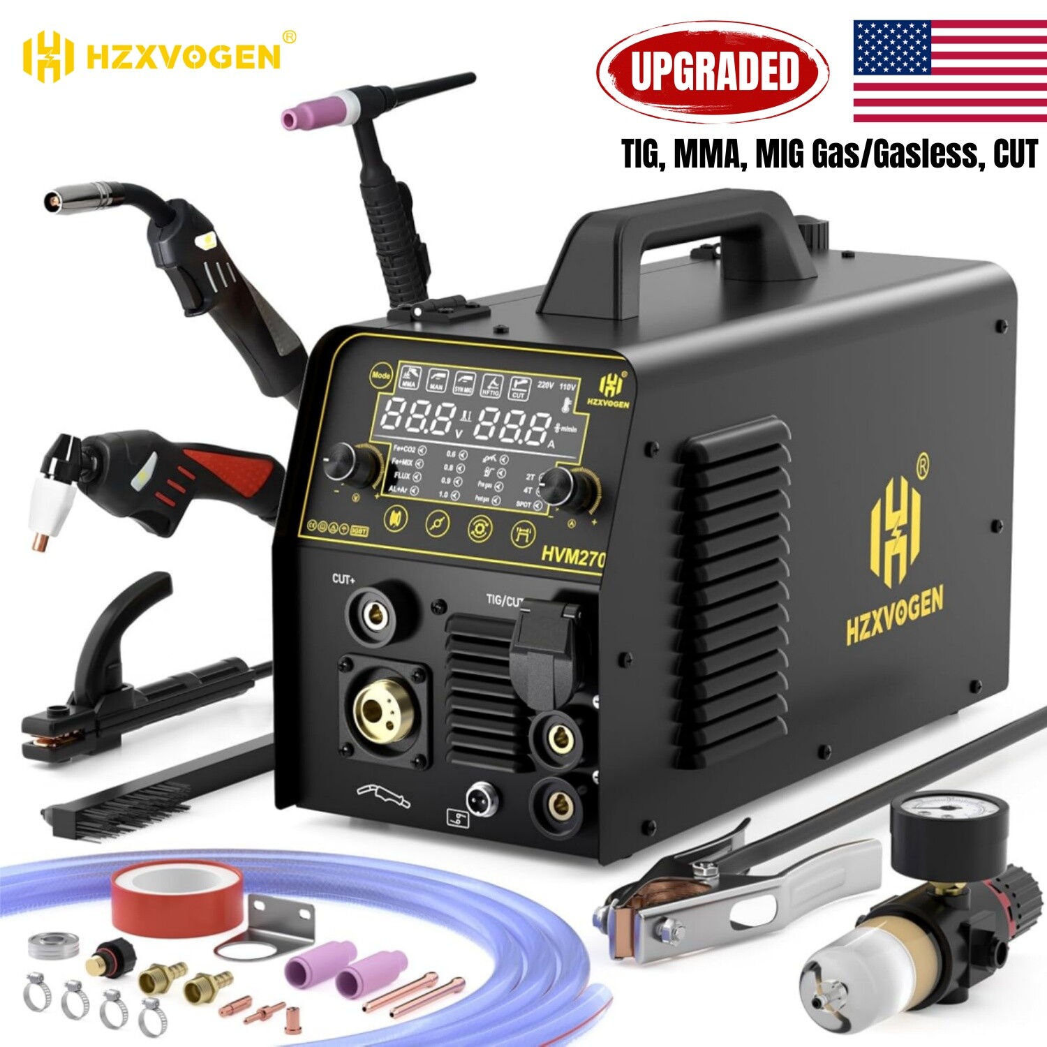 5 IN 1 MIG TIG MMA CUT Welder Air Plasma Cutter 200A 220V Gas/Gasless MIG Welder