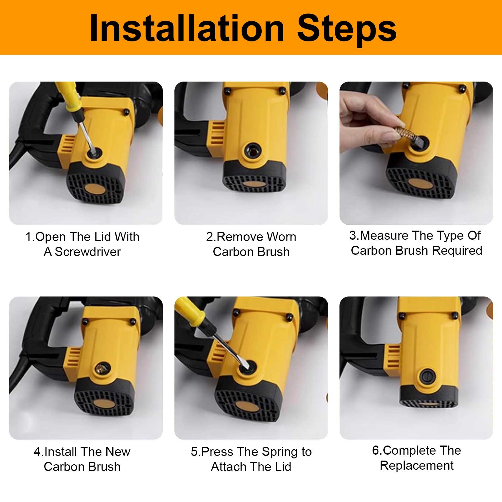 144x 18 Sizes Electric Motor Carbon Brushes for Drills Grinders Saws Repair Kit
