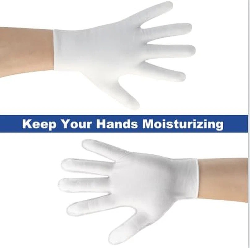 3 Pairs White Cotton Moisturizing Gloves Dry Hands Spa Sleeping Lotion Gloves
