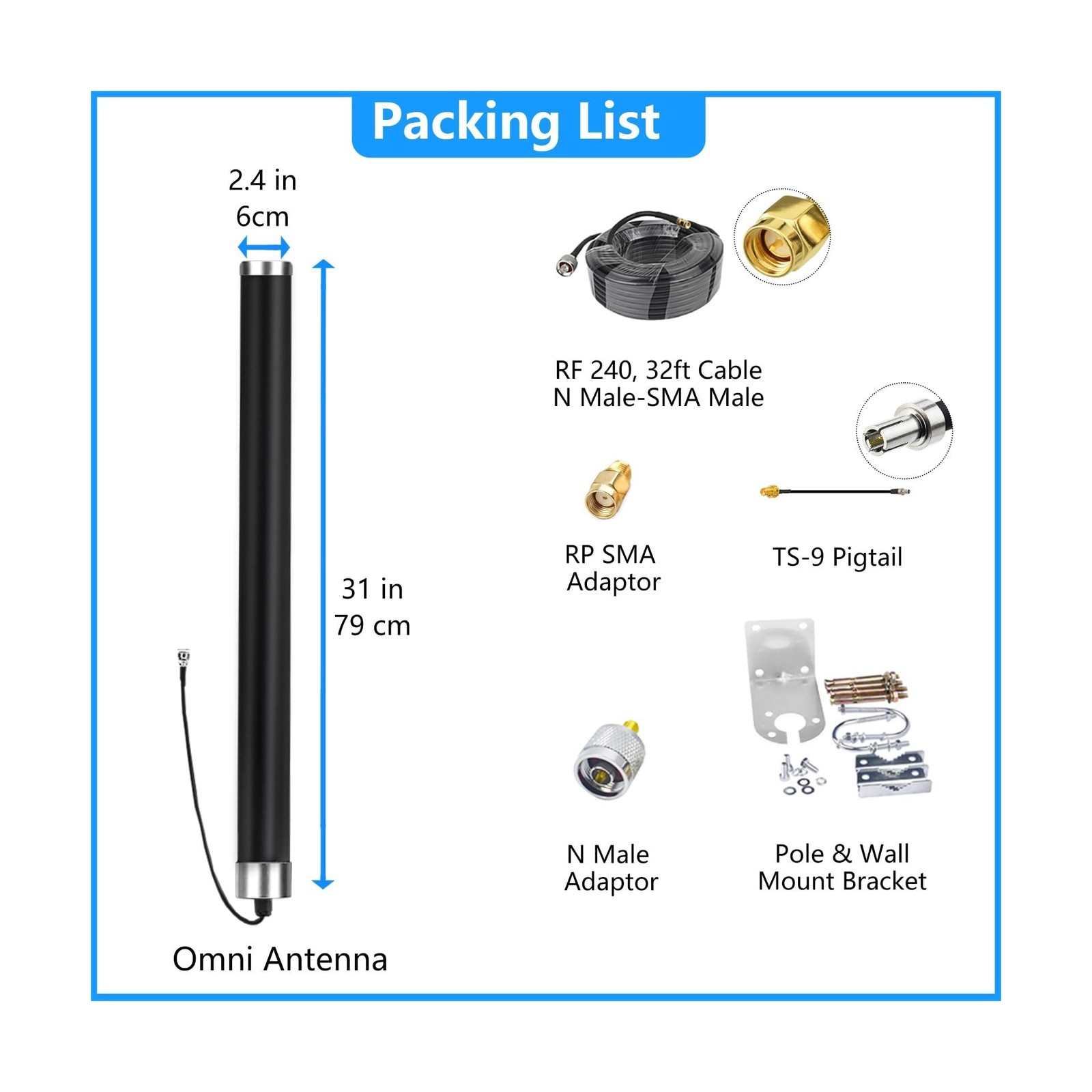 Omni Directional Outdoor 4g 5g LTE GSM Cellular Antenna Set for Cell Phone Si…