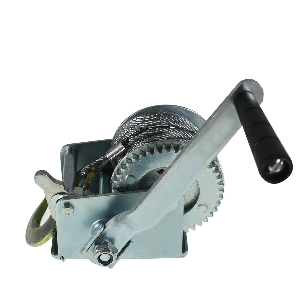 800lbs Hand Winch Hand Crank Strap Gear Winch ATV Boat Trailer With 26ft Cable
