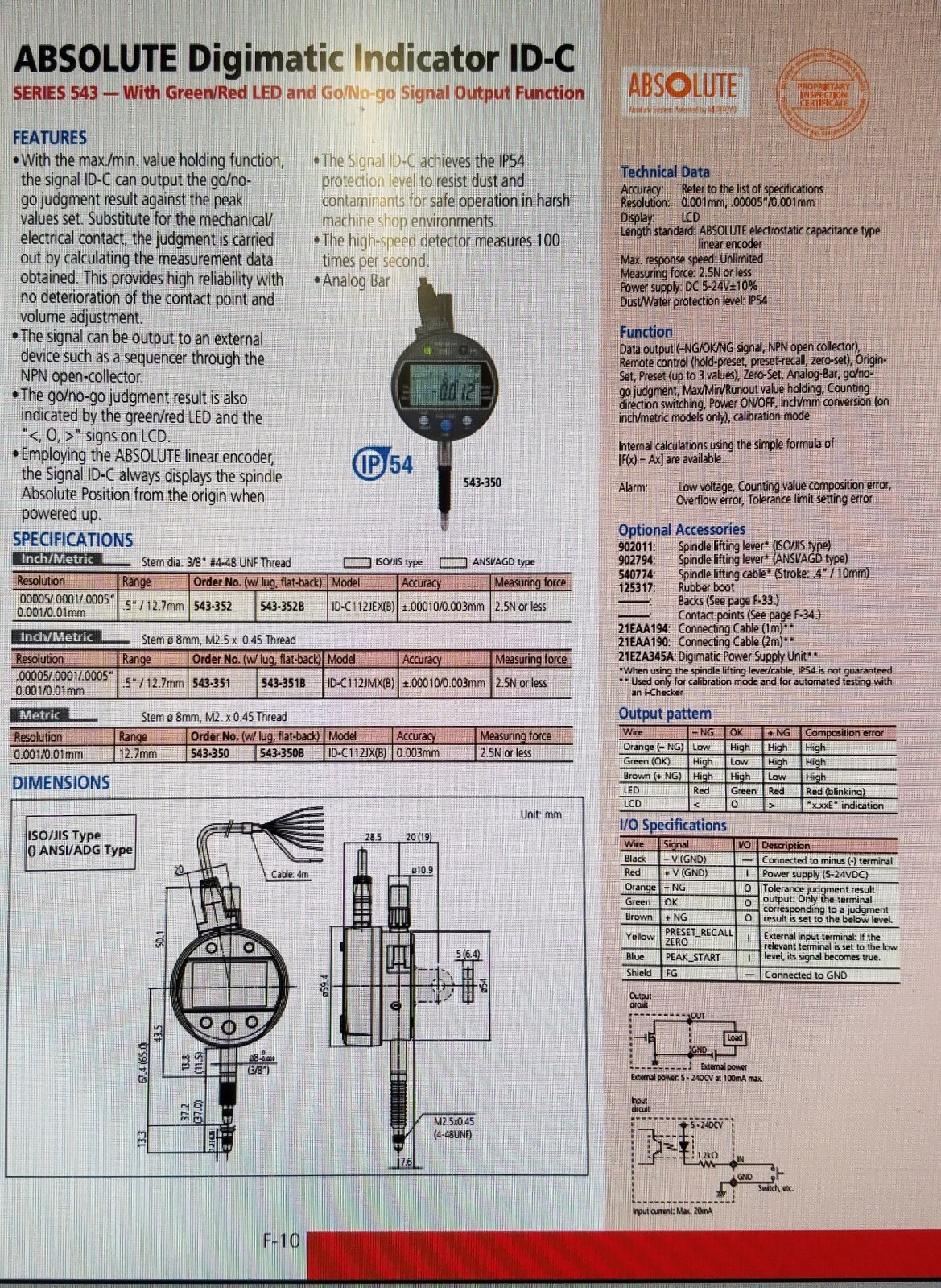 543-283B, ID-C112JTB Mitutoyo signal output type Digimatic Indicator