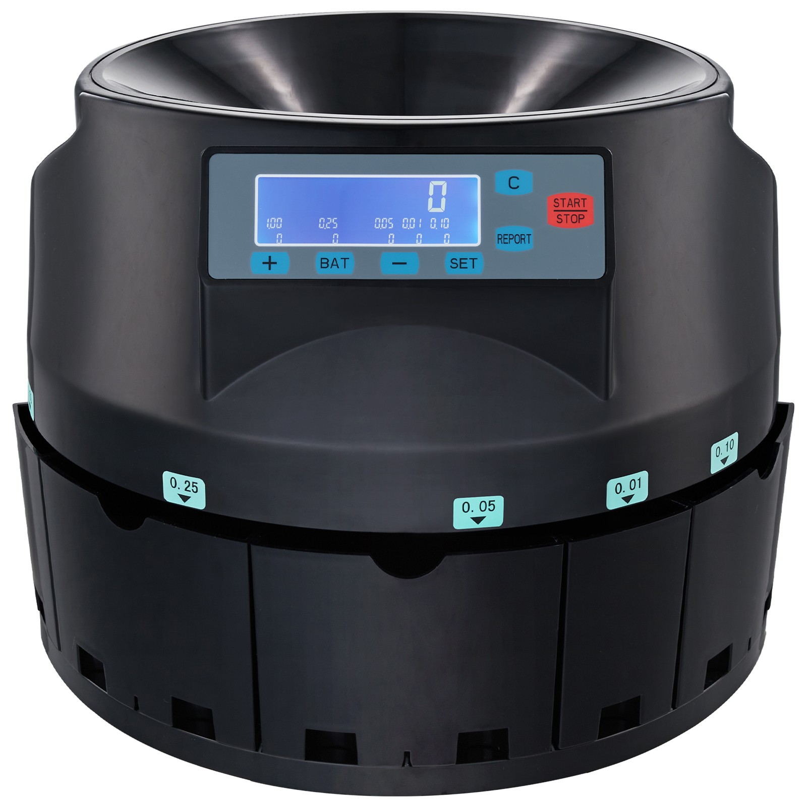 VEVOR USD Coin Sorter Coin Counter Wrapper and Roller 300 Coins/min LCD Display