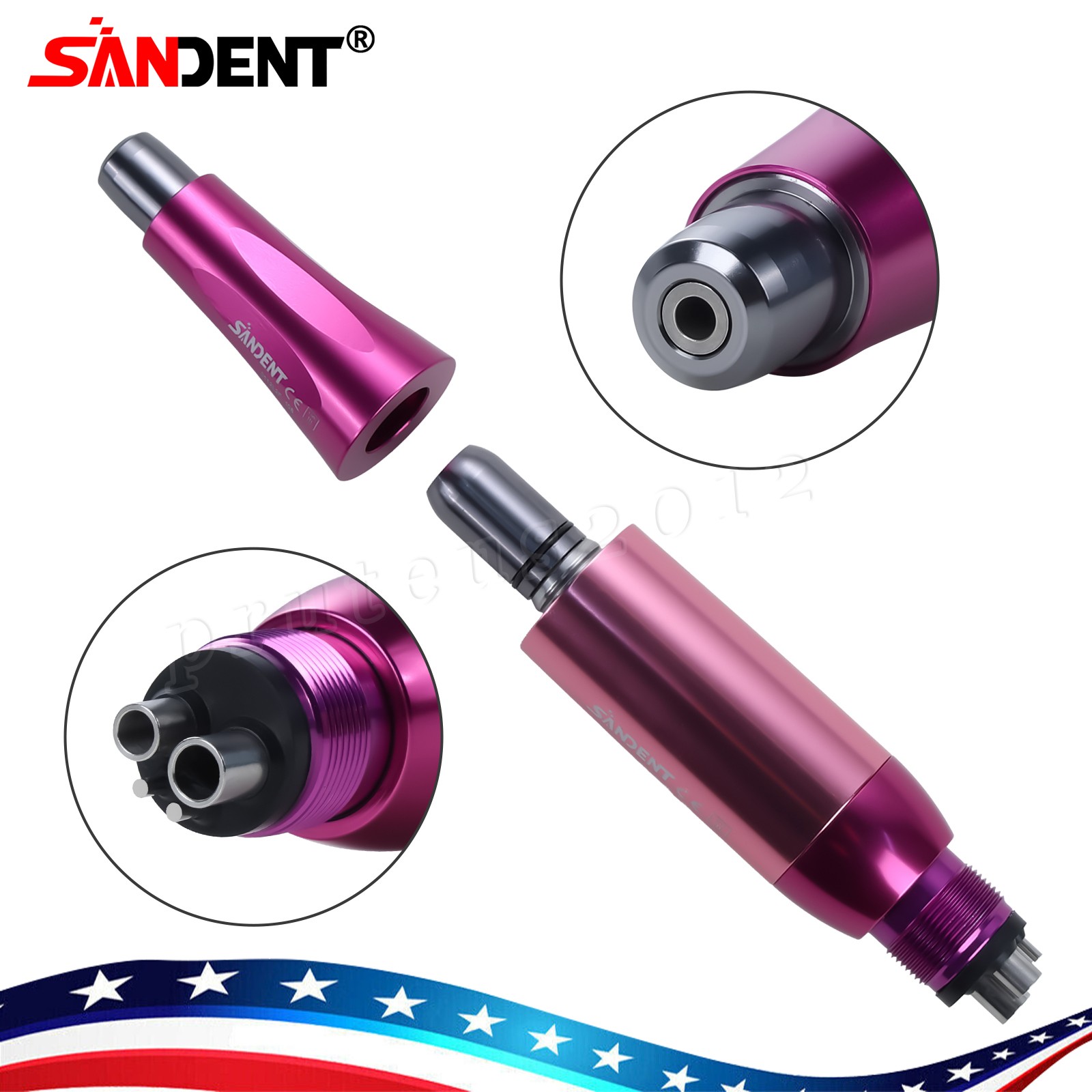 1-5* Dental Hygiene Prophy Handpiece Air Motor 4Holes 4:1 Nose Cone 360°Swivel