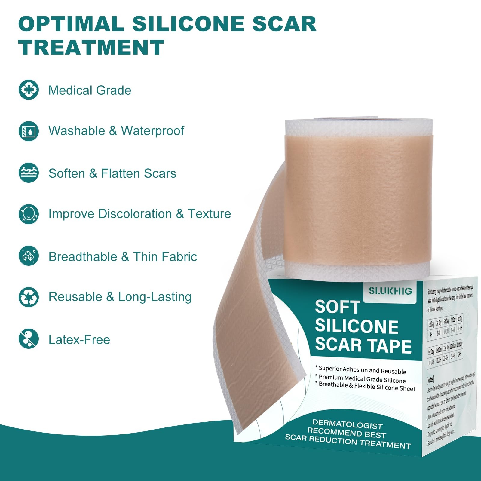 Silicone Scar Sheets (1.6″x 158″ Roll-4M), Medical Grade 1.6″×158″, no