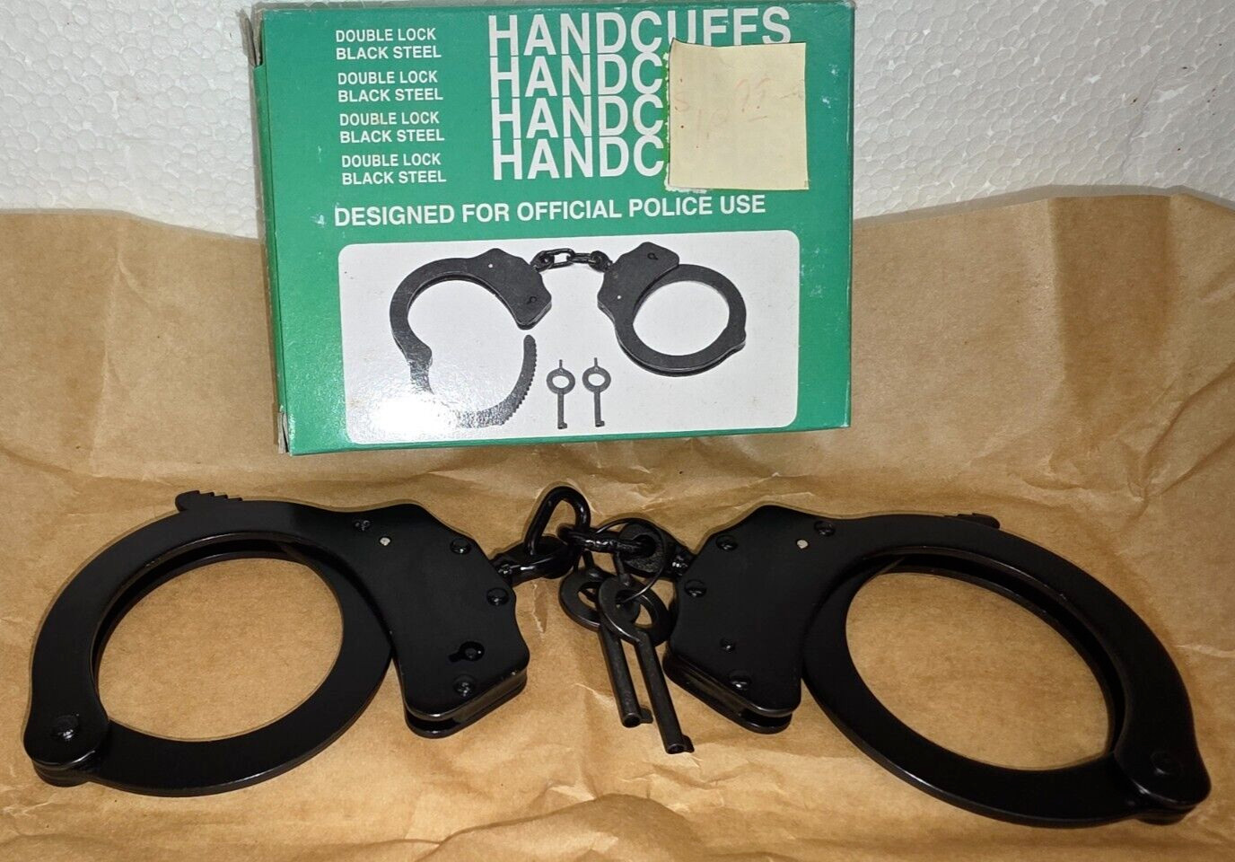 MTech USA 4508-DLB Series Double-Lock Handcuffs Carbon Steel, Nickel Black, NIB