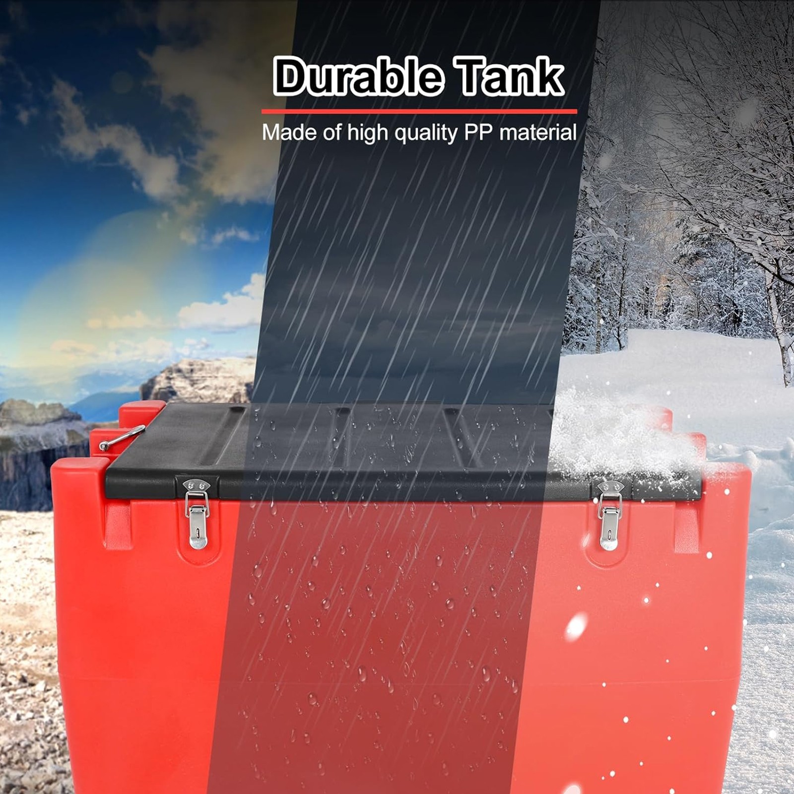 Portable Fuel Tank 50 Gallon 12V 8GPM Electric Transfer Pump&Auto Fueling Nozzle