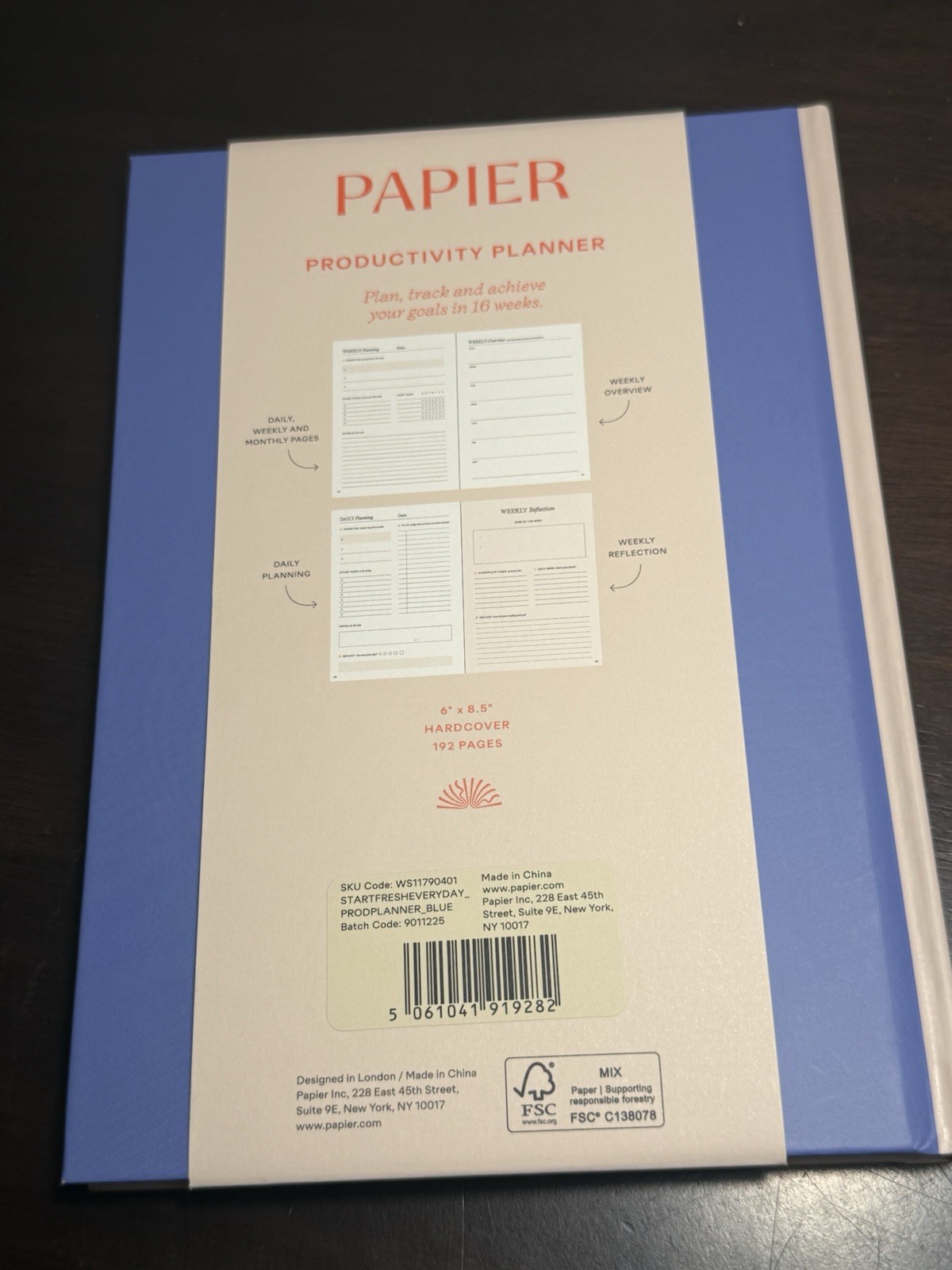 Papier Daily Planner 16-Week Productivity Goal Tracking Hardback