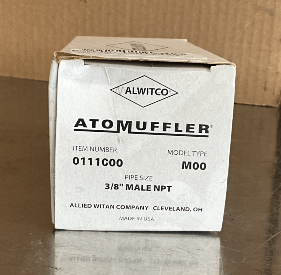 Alwitco 0111000 M00 Pneumatic Muffler, 3/8in NPT Male, 125psi, 2.59in x 5.12in