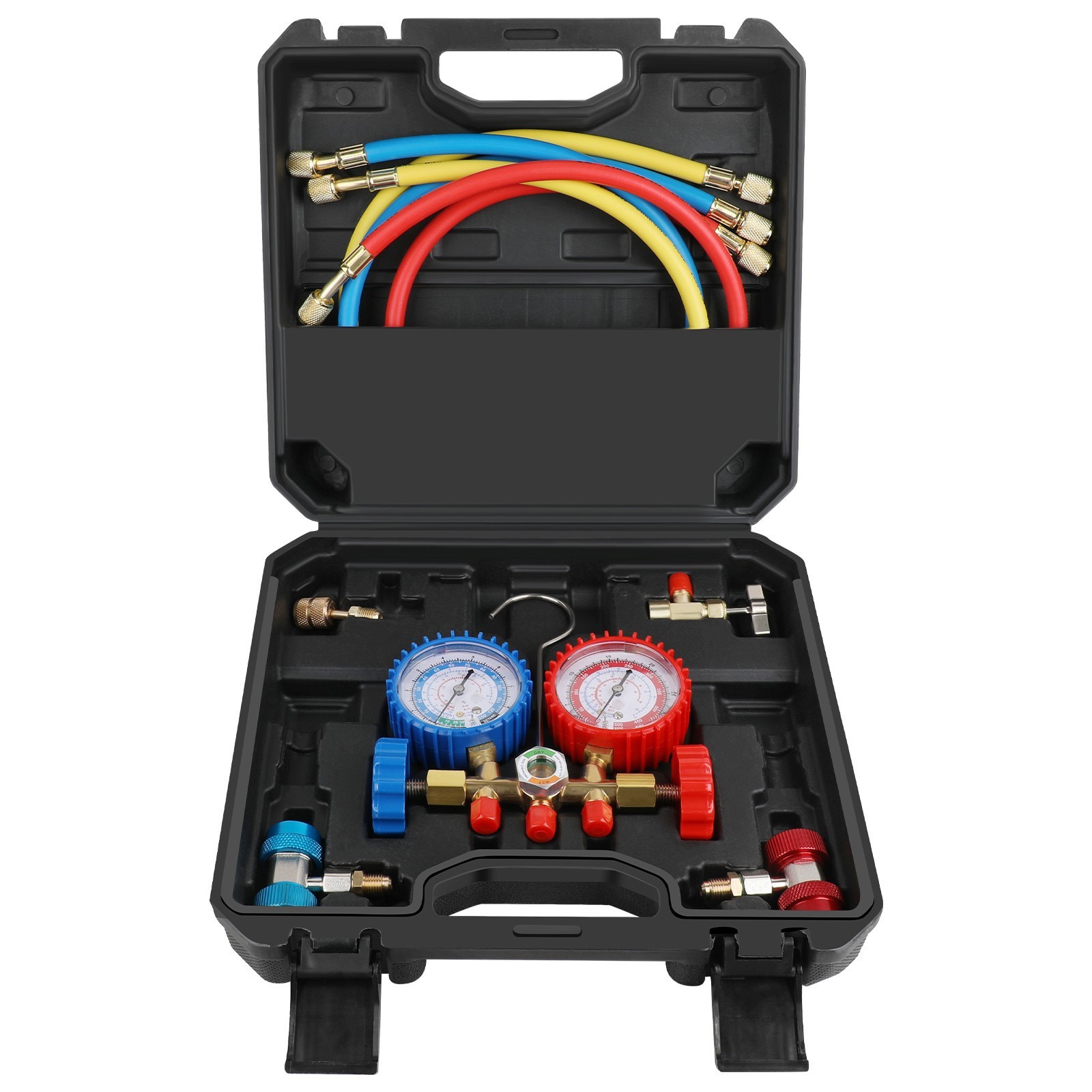 AC Manifold Gauge Set 3 Ways Vacuum Pump HVAC Kit 4CFM 1/3HP Refrigeration Oil