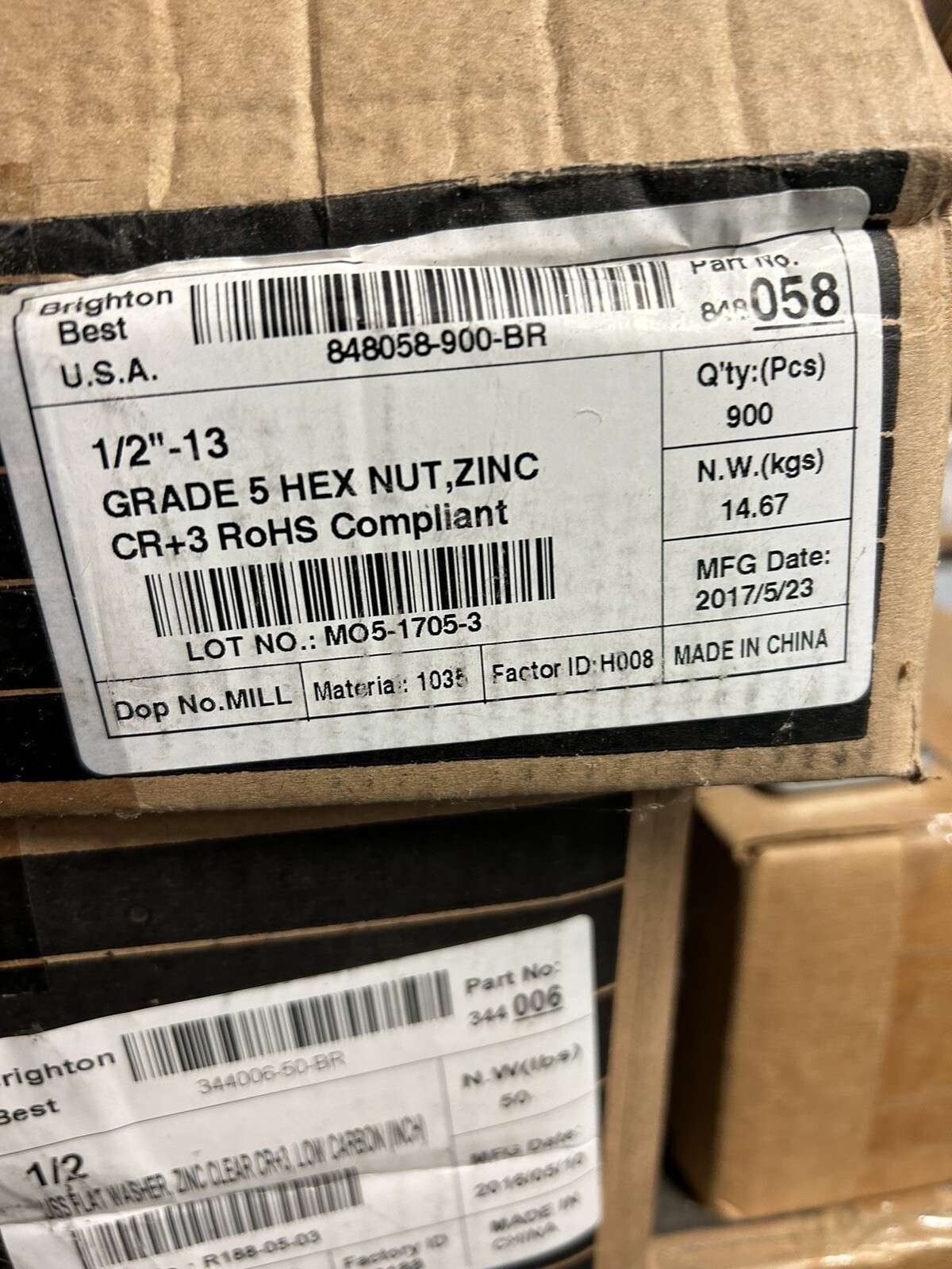 Qty 100 1/2″-13 Grade 5 Finished Hex Nuts Zinc CR+3 RoHS Compliant 1/2 in. Nut