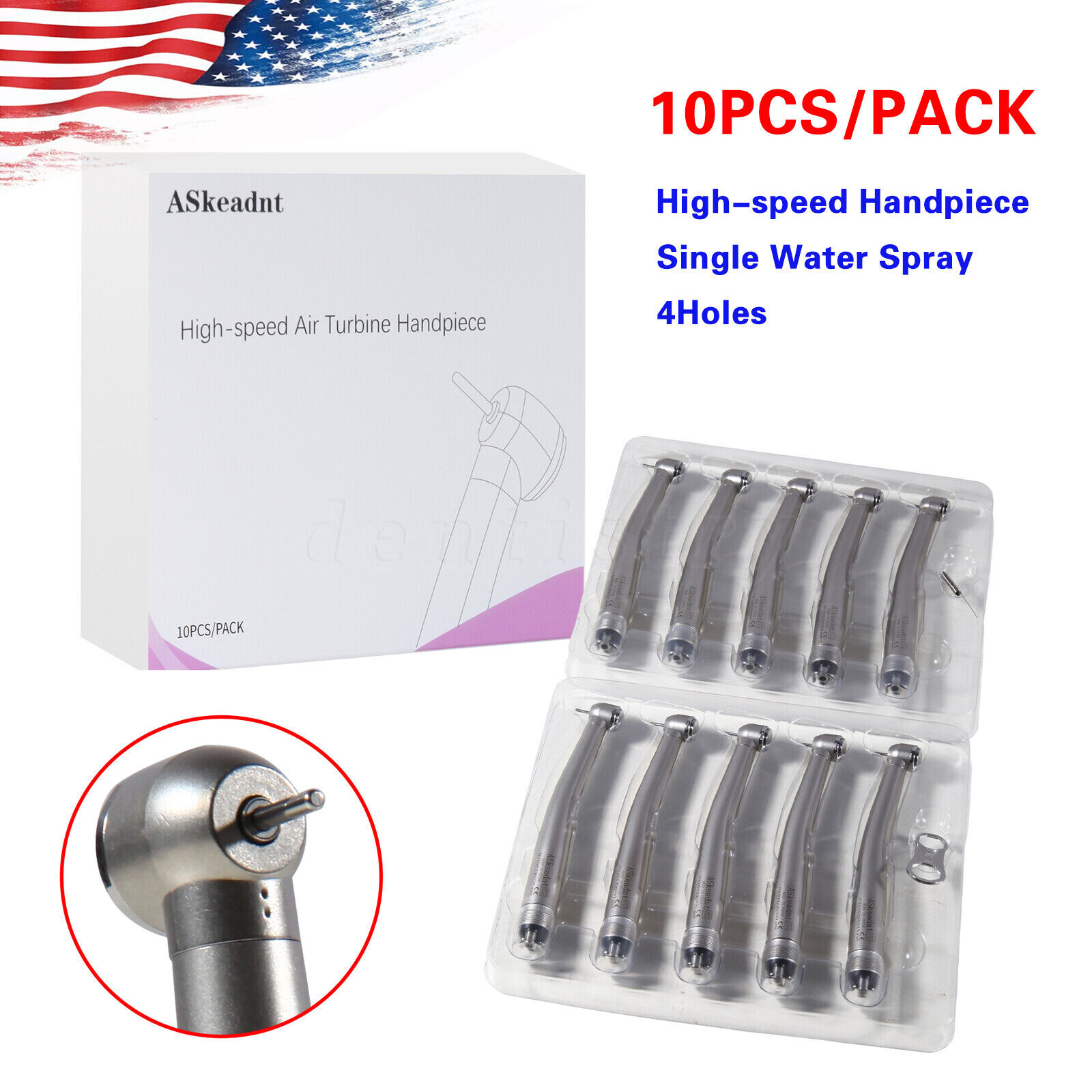 10* ADA4 Dental High Speed Handpiece Push Turbine 4 Holes Fit NSK Pana Max