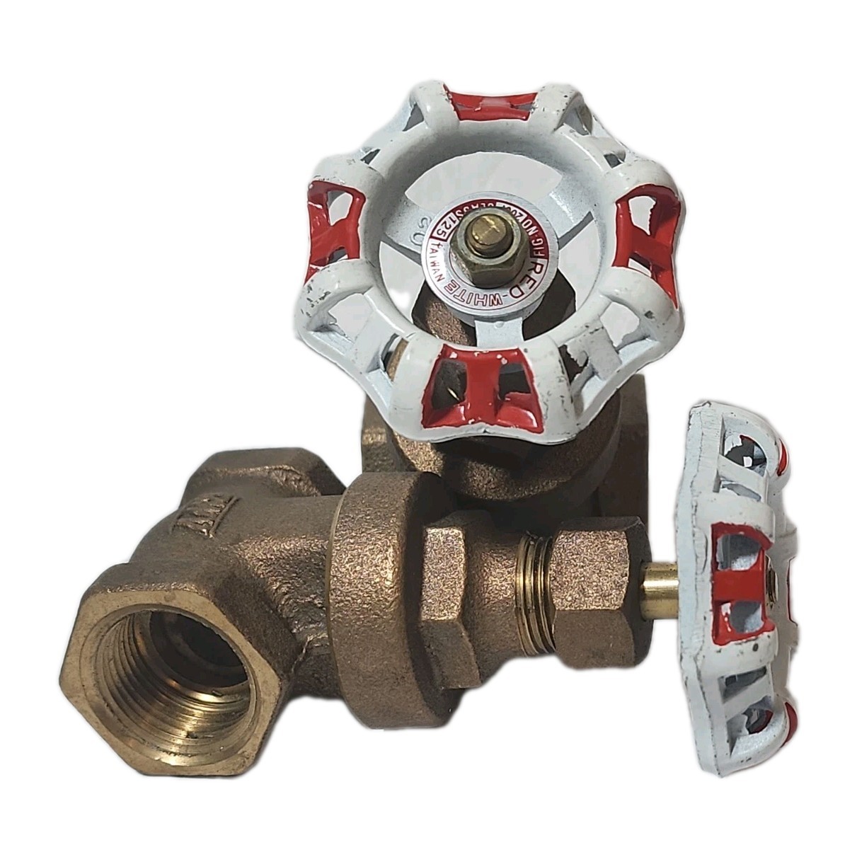 Lot of 2 Red-White 3/4″ Brass Gate Valve Fig 206F Class 125 125S 200WOG IPS NPT