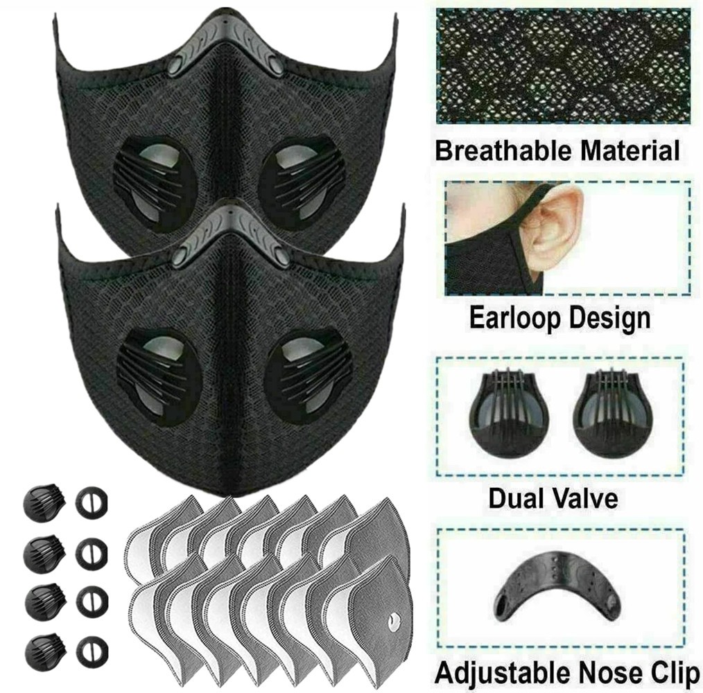 2x Half Face Cover Respirator Reusable Face Mask Bike Sports Worksite Facepiece