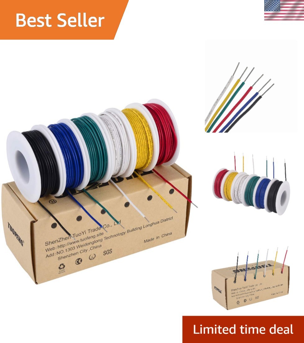 Colorful 22 AWG Solid Wire Bundle – 6 x 30ft PVC Insulated for All Projects
