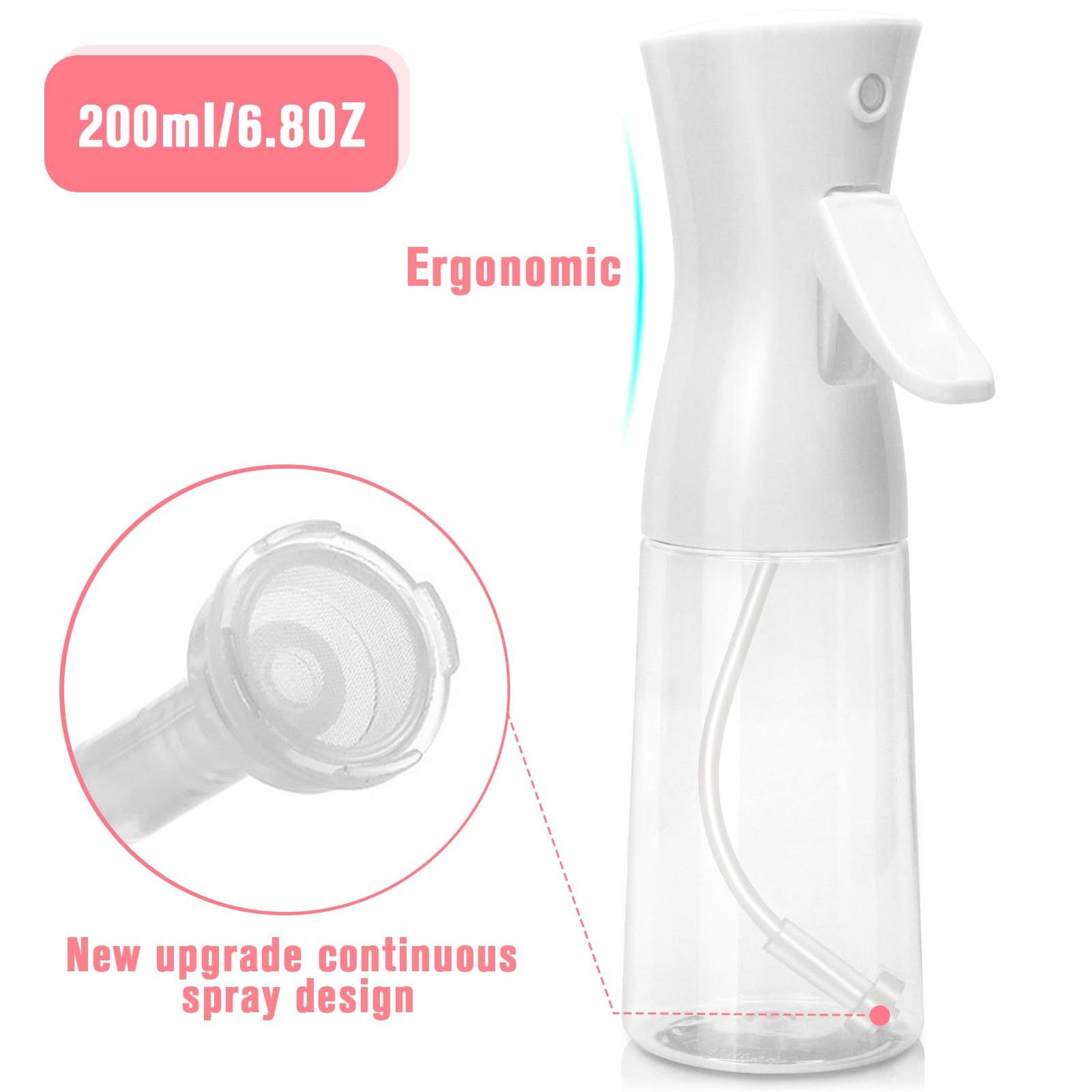 Apidgrowth Continuous Spray Bottle,Hair 6.8 Ounces, White-1 Pc