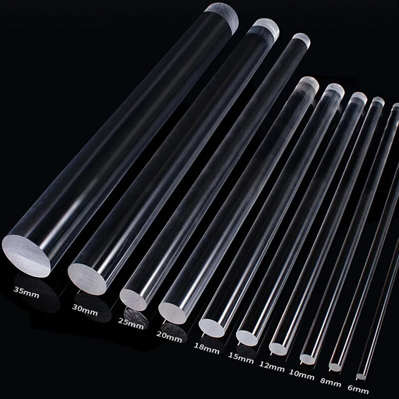 Clear Acrylic Plexiglass Perspex Φ 2mm-100m Round Rod Solid Bar 100mm-500mm Long
