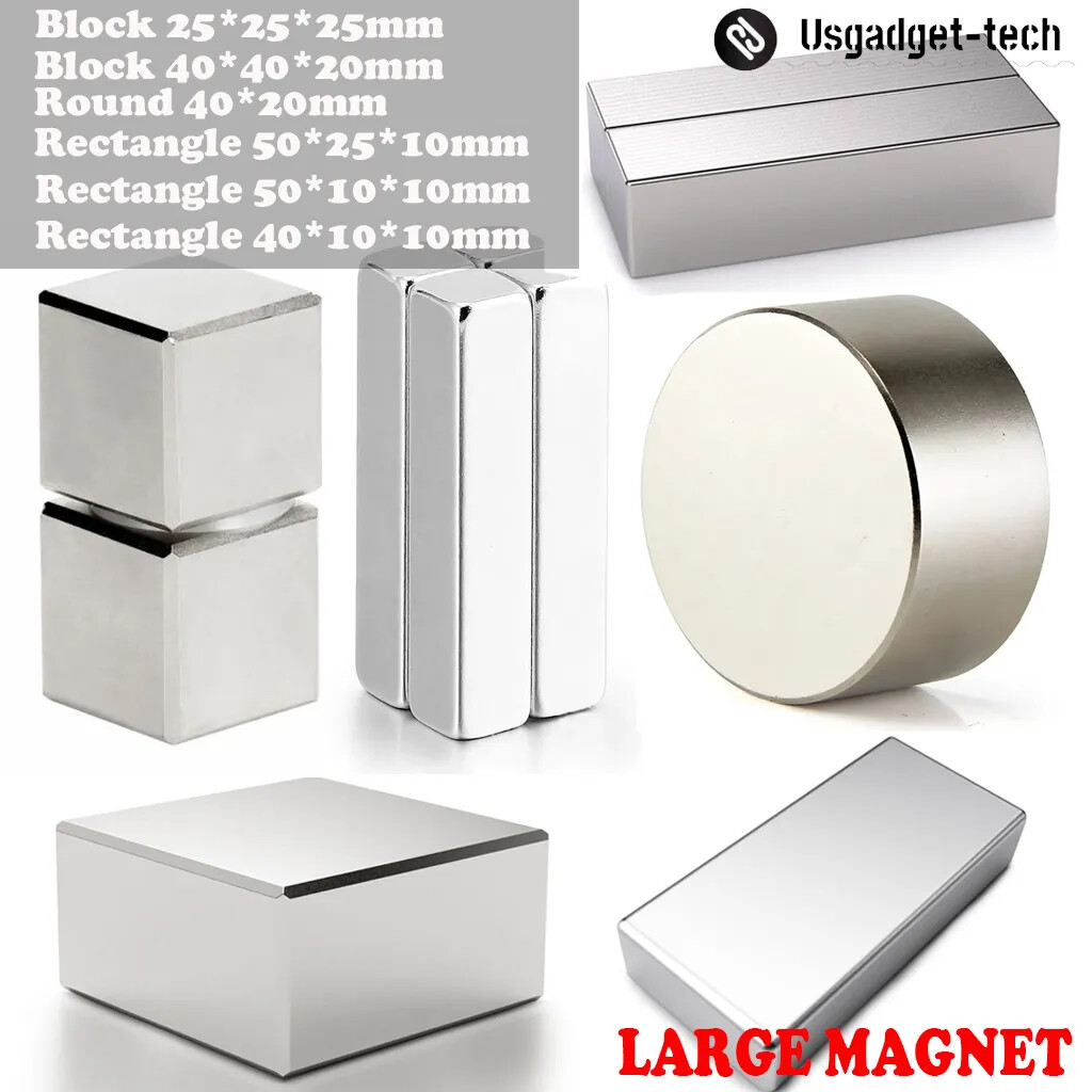 N52 Large Neodymium Rare Earth Magnet Block Round Rectangle Strong Huge Magnets