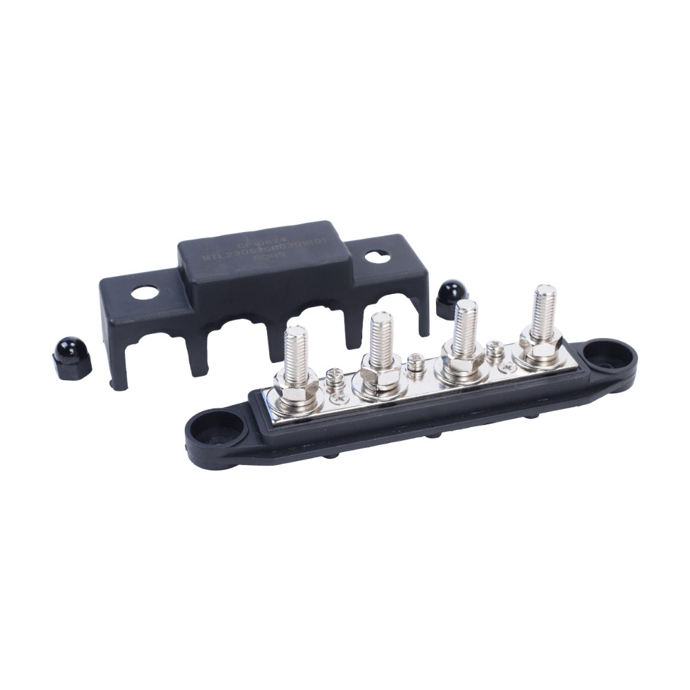 Red & Black 5/16″ 4 Stud Power Distribution Busbar Bus Bar With Cover Fast Ship