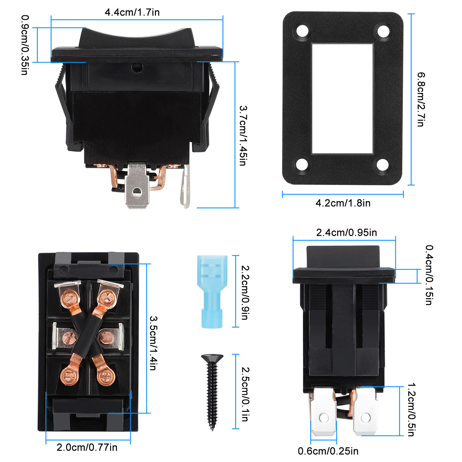 30A DPDT Momentary Reverse Switch, Up Down Polarity Reversing Switch for Trailer