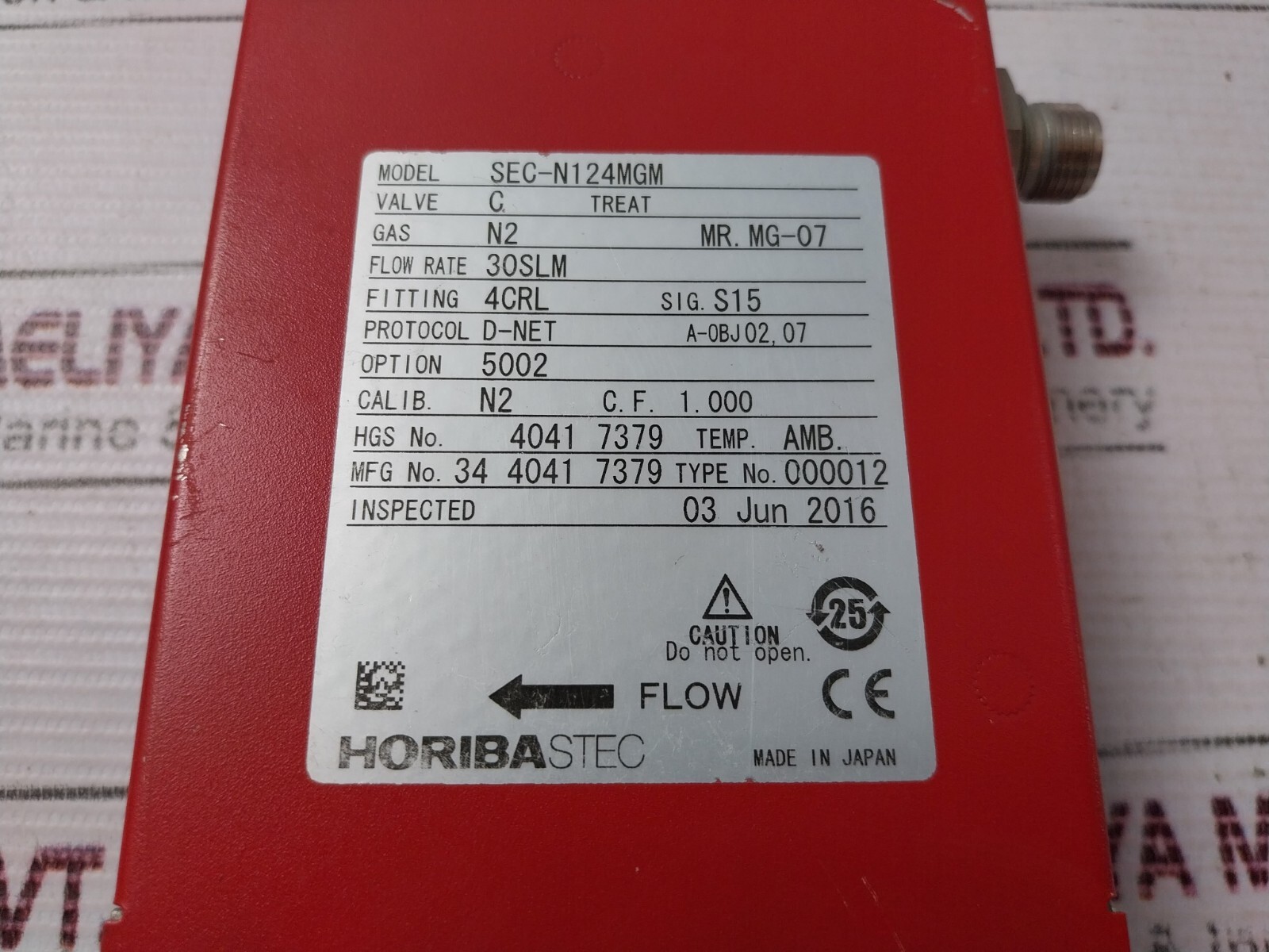 HORIBA STEC SEC-N124MGM Mass Flow Device Valve 4041 7379 15SLM