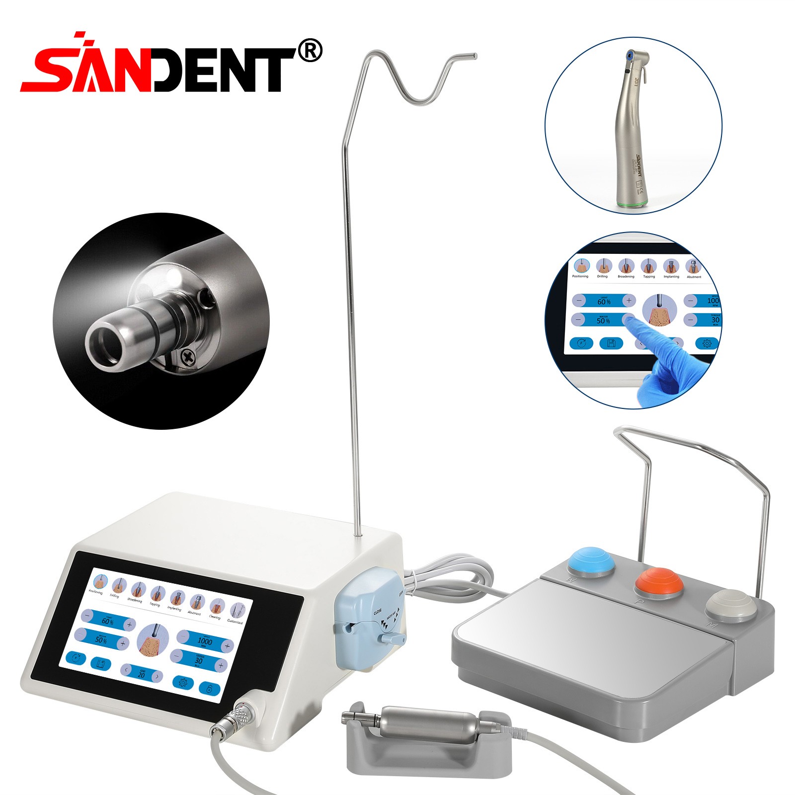 Dental Implant Motor System Surgical Brushless Motor 20:1 Contra Angle YBB