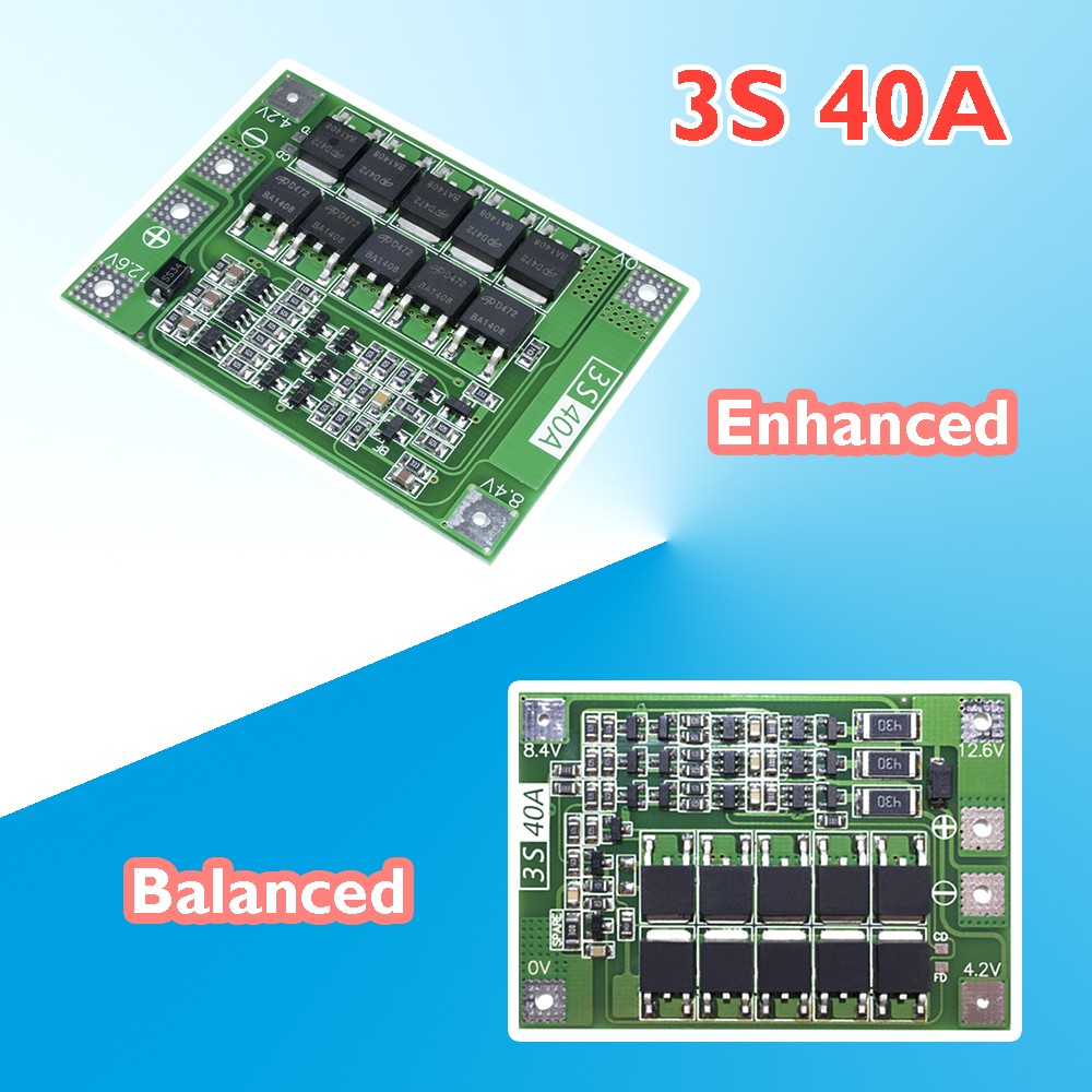 3S 11.1V 12.6V 40A Protection Board Balance BMS For 18650 Lithium Battery G4C9