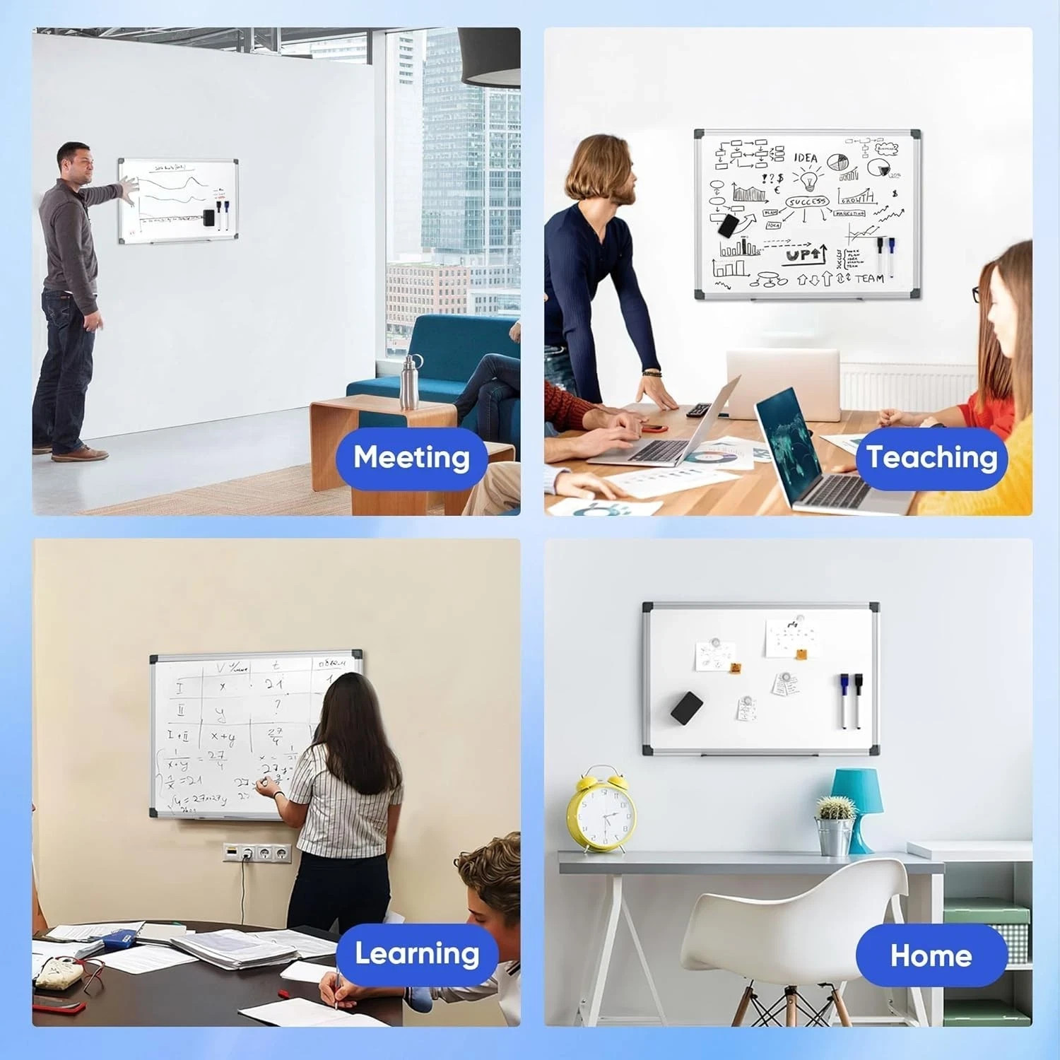24″ x 18″ Magnetic Whiteboard for Wall Dry Erase Board with Silver Frame Hanging