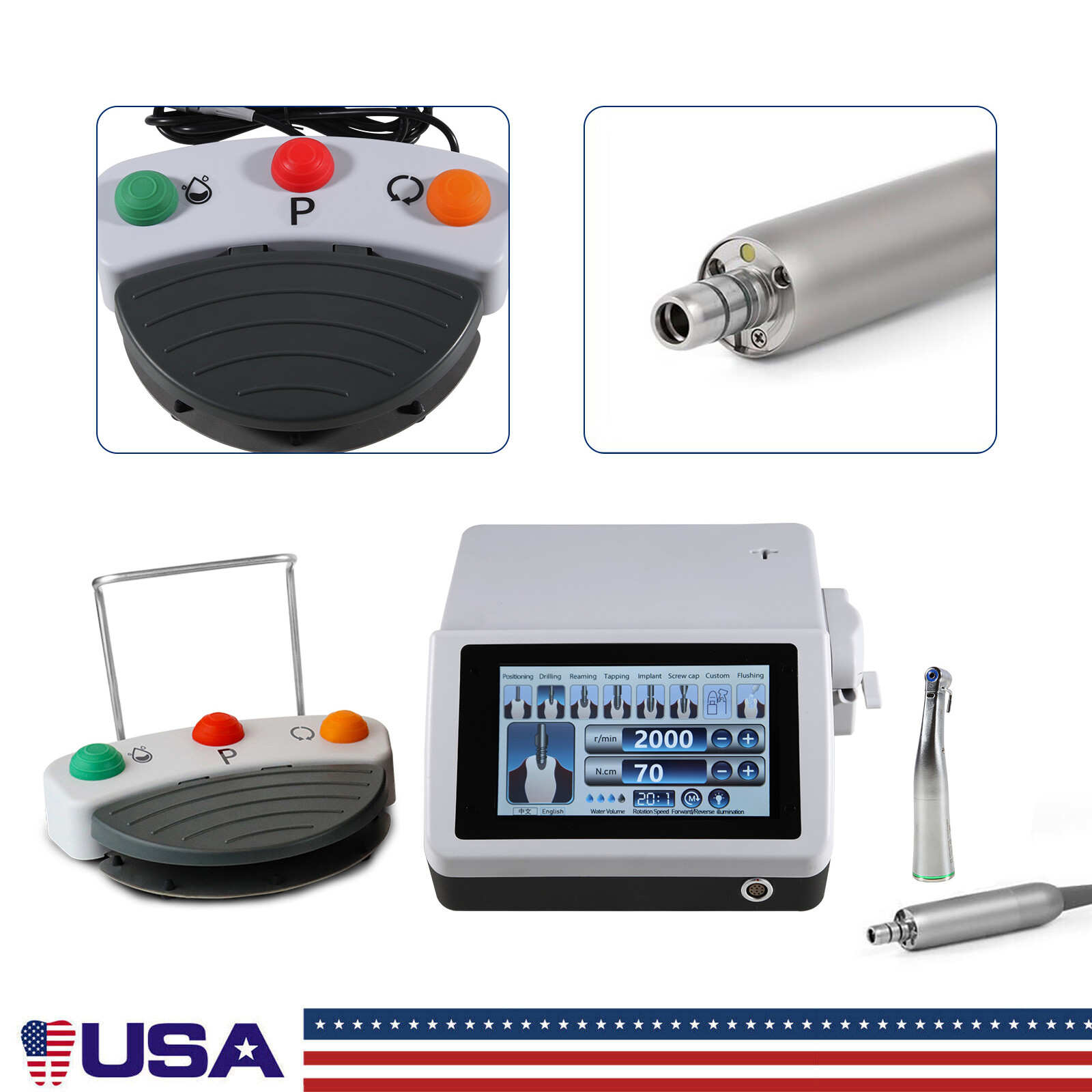 Dental Surgical Implant Motor Brushless+20:1 Handpiece