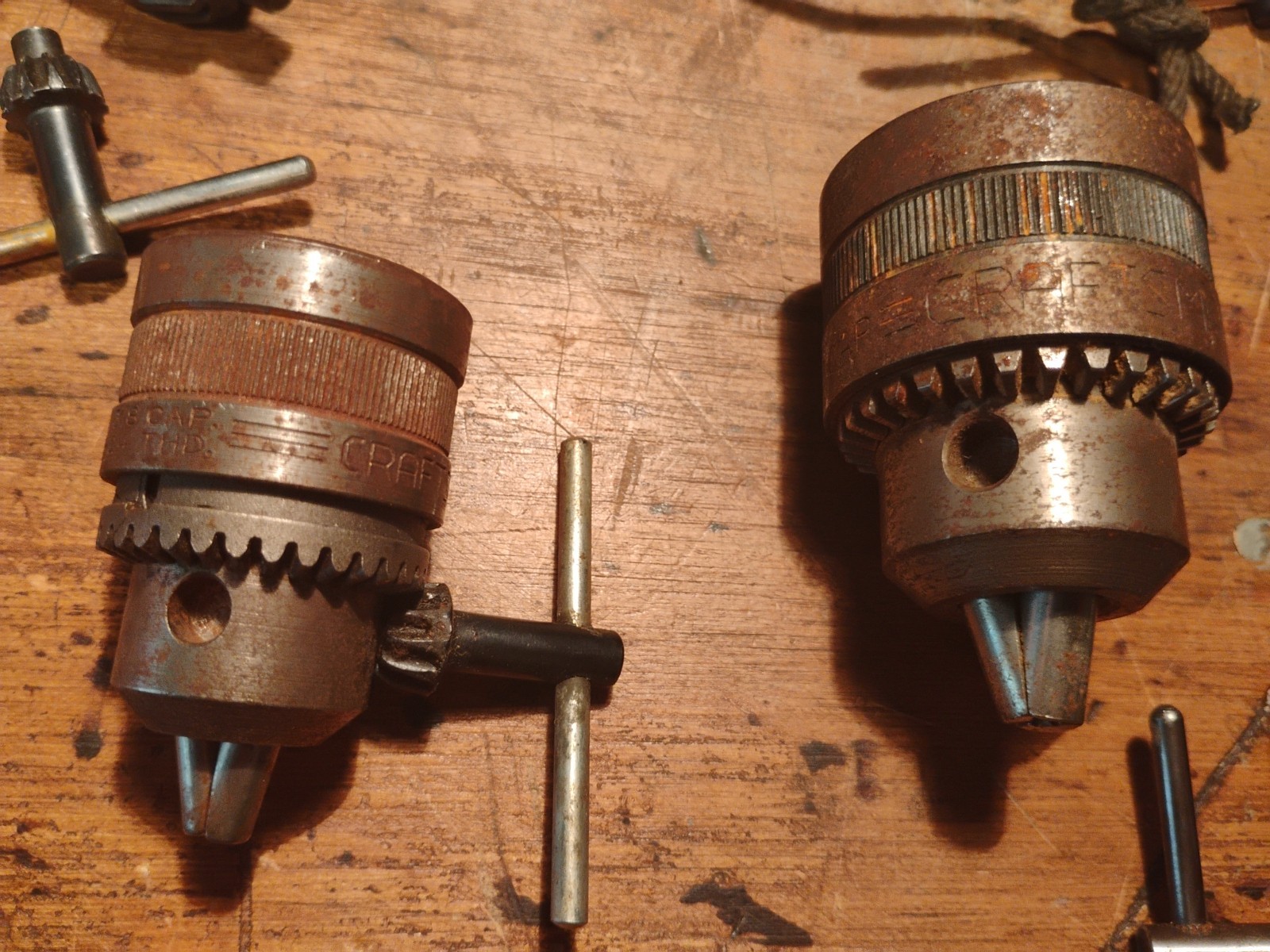 Lot Of Assorted Drill Chuck & Chuck Keys Various Size/Type (As Shown)