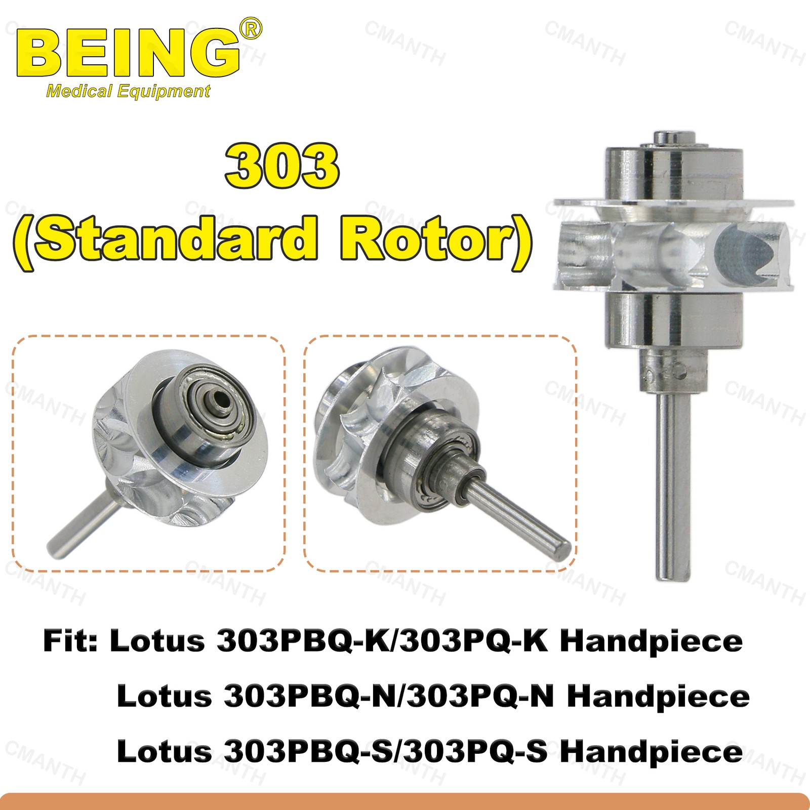 US BEING Dental High Speed Handpiece Turbine Rotor 4 Hole Coupler Fit NSK