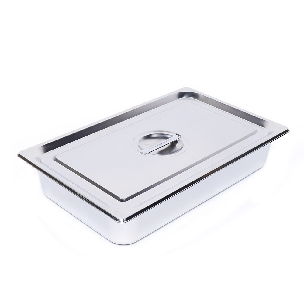 4-Pack Hotel Pans Commercial Steam Table Pan w/ Lid Stainless Steel Food Pan US