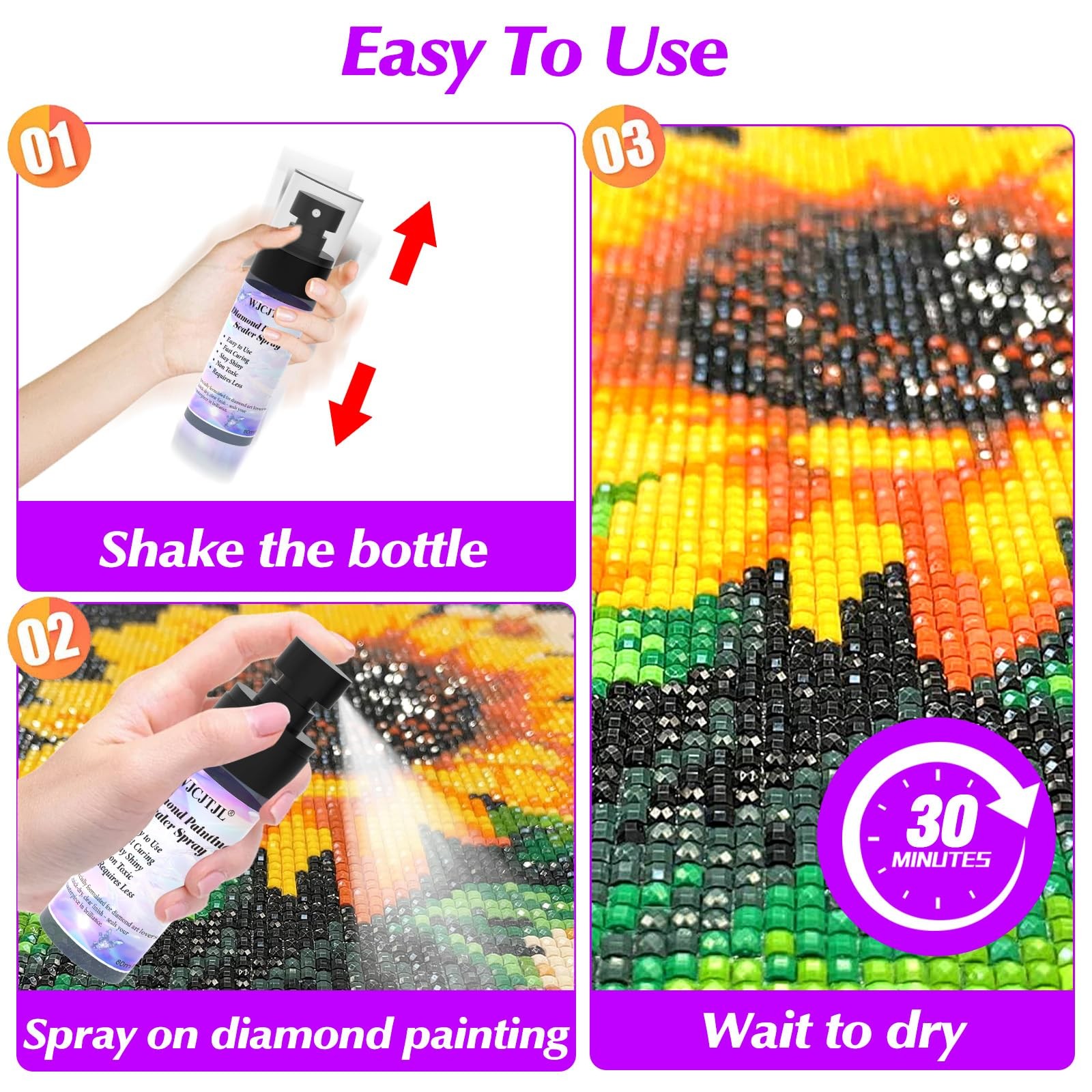 Upgraded Diamond Painting Sealer Spray – 30 Minutes Quick Dry Diamond Art Sea…