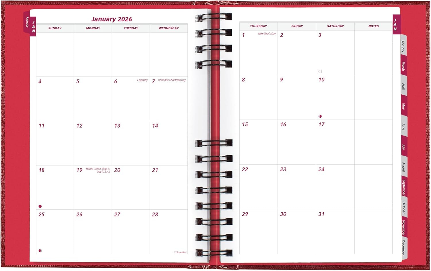 ® 2026 Coilpro™ Daily/Monthly Planner, Untimed Journal, 12 Months, January to De