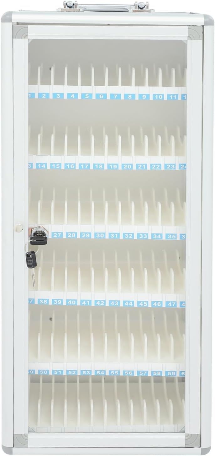 72 Slots Cell Phone Locker Box Cell Phone Lockers Storage Cabinet White