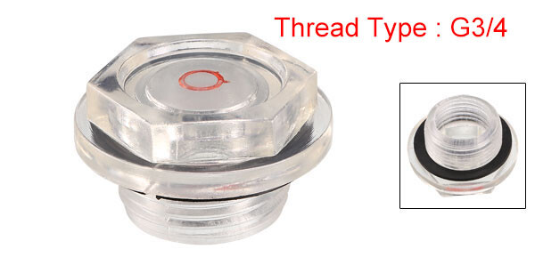 G3/4 Male Thread Air Compressor Fittings Clear Plastic Oil Sight Glass
