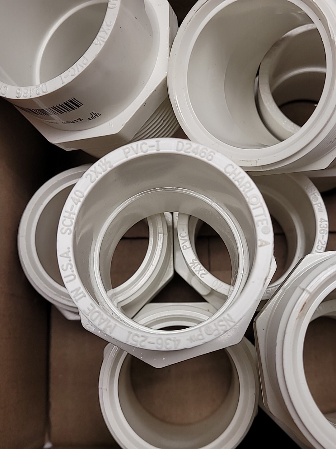 Pk of 10 Charlotte Pipe 2 in x 1-1/2” PVC Schedule 40 MPTxS Male Reducer Adapte