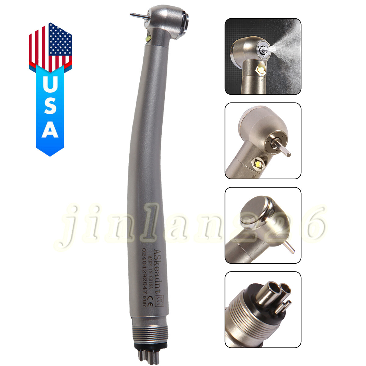 NSK STYLE Dental LED E-generator Fiber Optic High Speed Handpiece Turbine 4 Hole