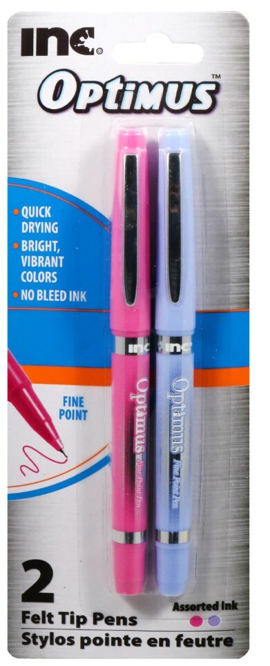 New Inc Optimus Felt Tip Pens Fine Point, 1 pack of 2 Pens~Optimus ~ Pink Purple