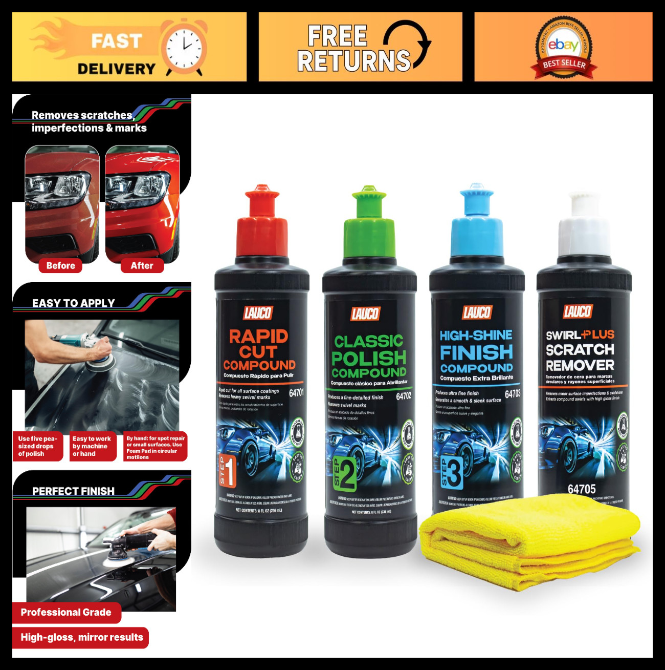 Paint Correction Compounds Kit 1, 2, 3 – Swirl Remover, Scratch Remover, High Gl