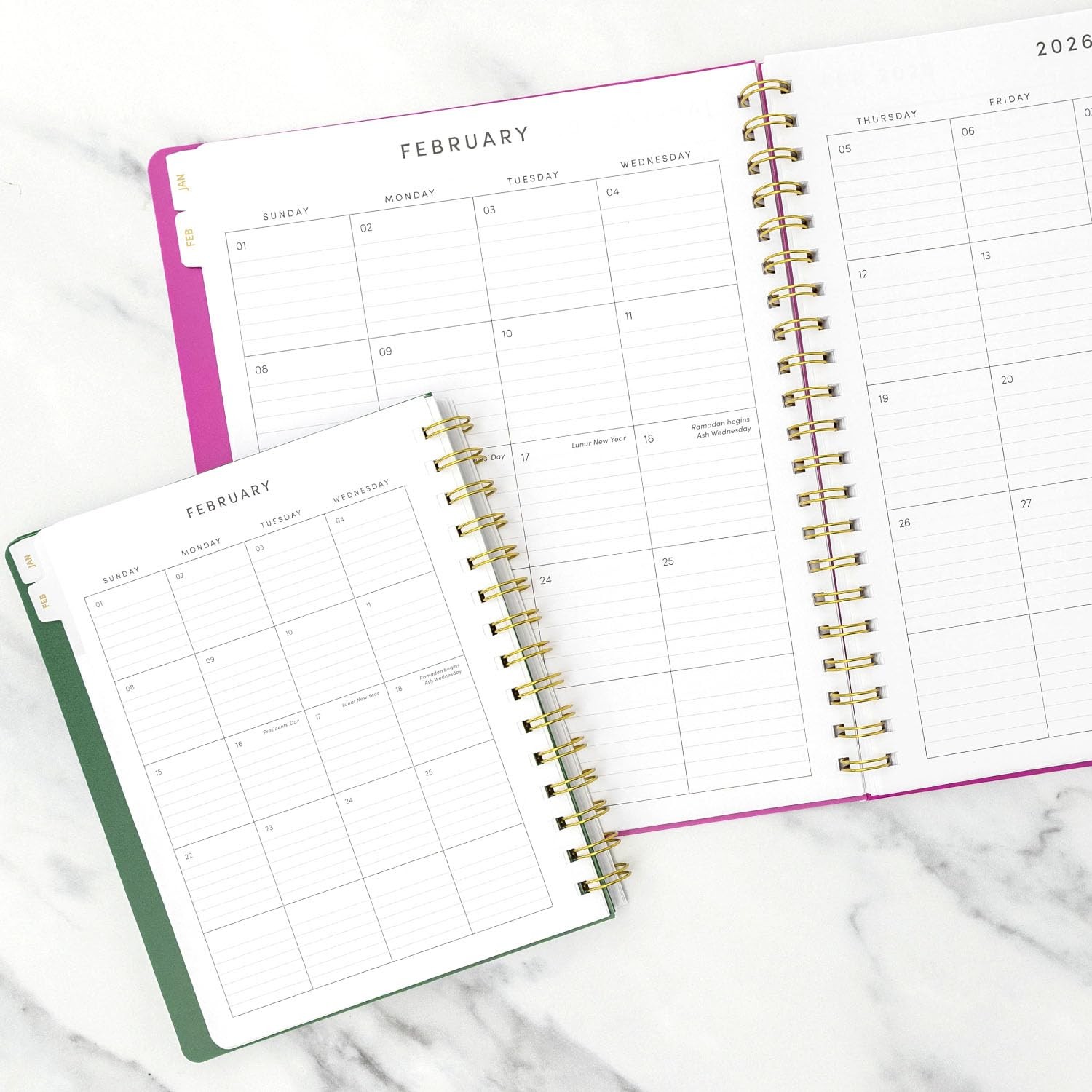 PAPERAGE 2026 Weekly & Monthly Planner, 12 Large Spiral 2026, Dark Green