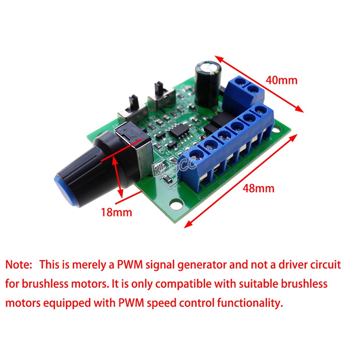 2PACK Brushless Motor DC PWM Speed Controller 8V-26V 20kHz Adjustable Duty Cycle