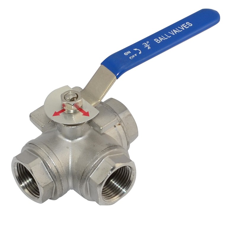 3/4″ inch NPT 3-way Ball Valve Female Port L Type Stainless Steel 304 WOG1000