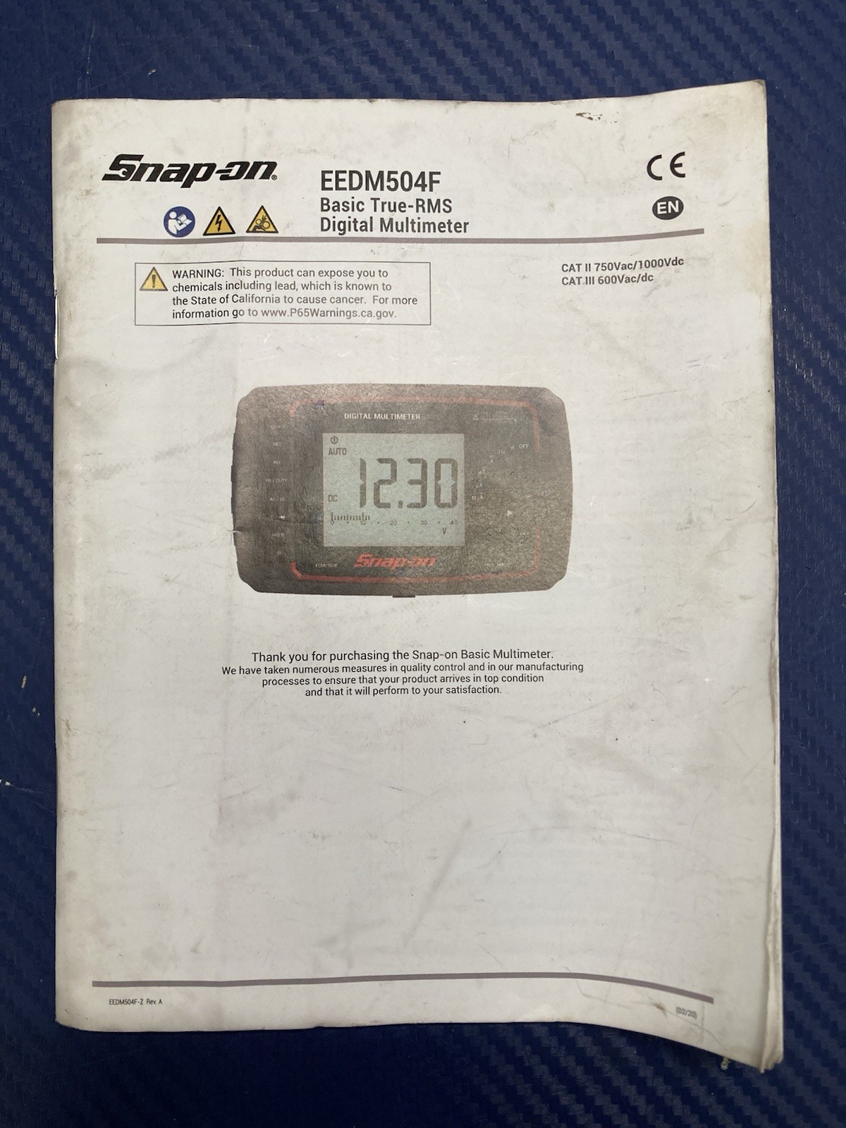 Snap-on EEDM504F Digital Multimeter Basic CAT III True RMS