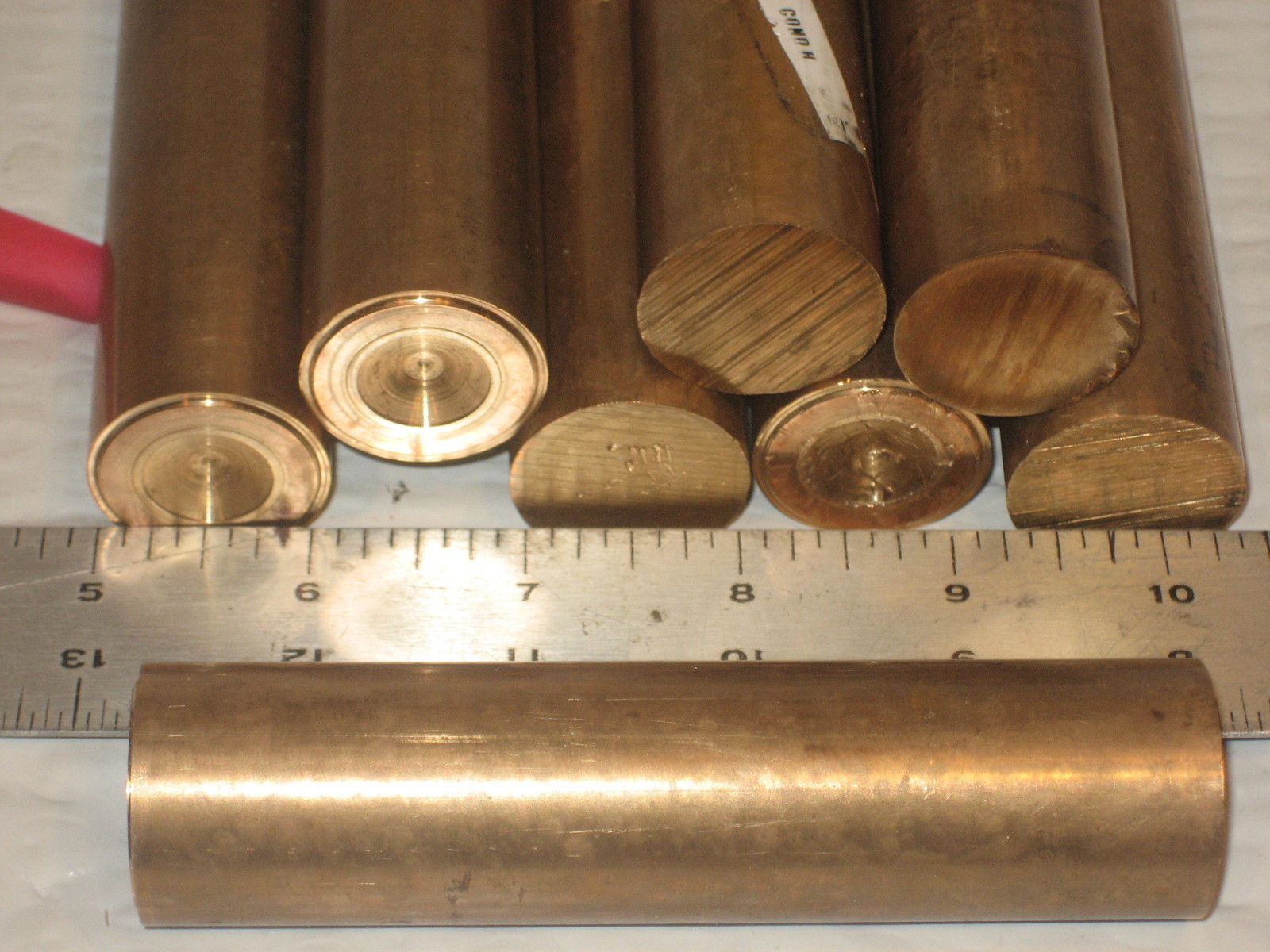 BERYLLIUM COPPER BAR ROUND ENDCUT LOT of 8 pcs. approx.4.500″ long Alloy25